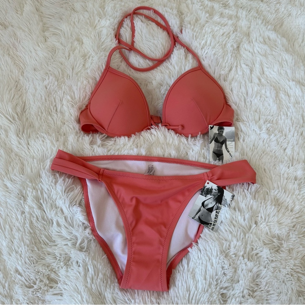 Victoria's Secret Women’s Coral Orange Bikini Set Top: 36B Bottom: Small NWT